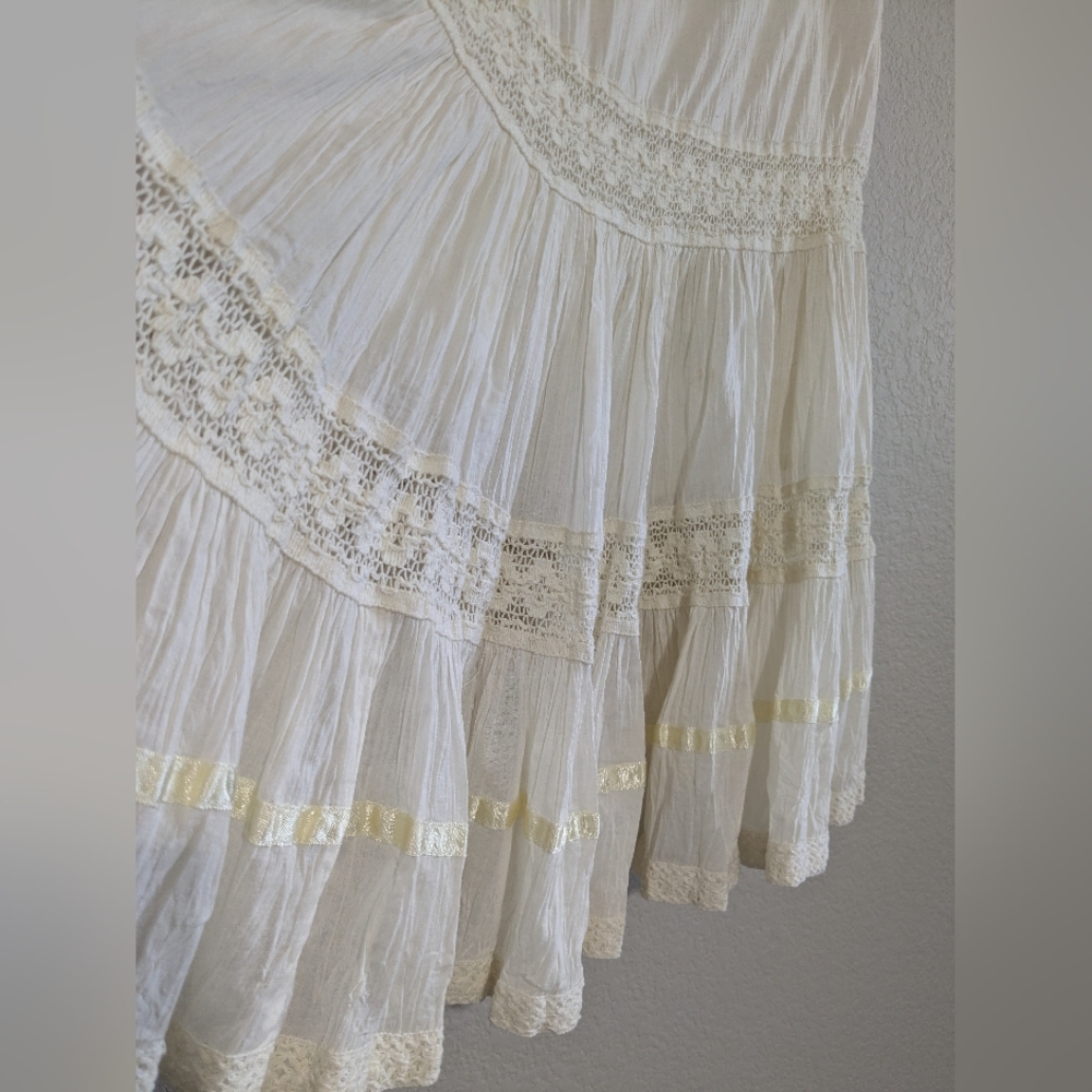 Vintage Frederick's Of Hollywood Tiered Lace Slip Skirt XS Ivory - Picture 4 of 16